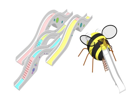蜜蜂滑梯滑滑梯组合SU模型