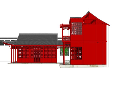 中式古建桂花厅SU模型