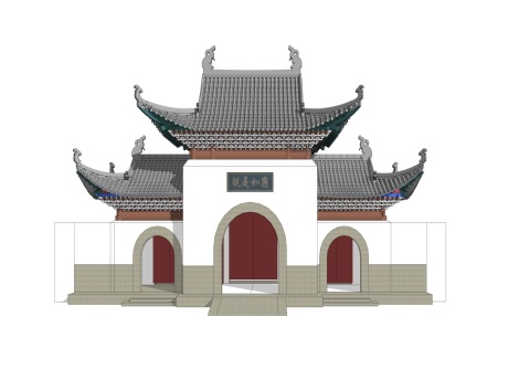 寺院山门SU模型