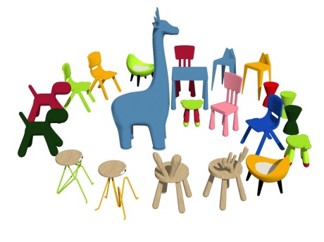 儿童椅子组合SU模型
