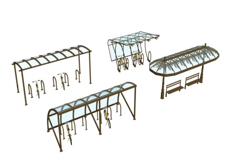 自行车停车棚SU模型