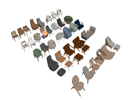 现代椅子组合SU模型