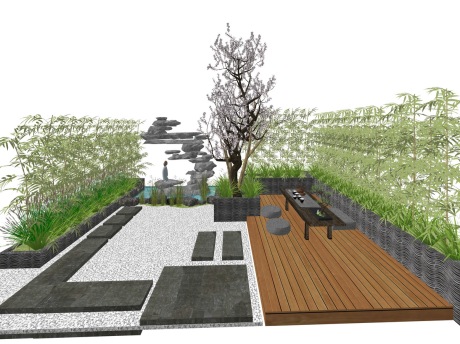 中式庭院景观SU模型