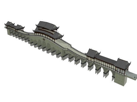 中式风雨桥SU模型