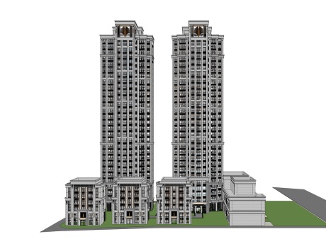 新古典高层住宅+洋房SU模型
