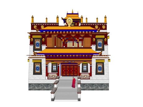 藏式寺庙曲桑寺SU模型