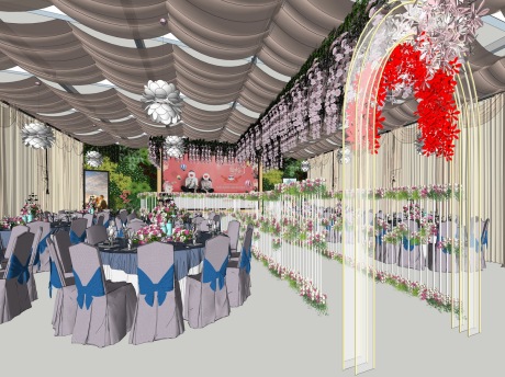 婚礼宴会厅SU模型
