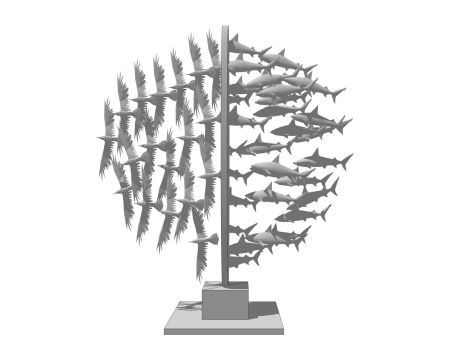 群鱼雕塑SU模型