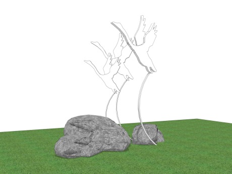 鹤雕塑SU模型