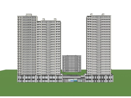 新中式高层住宅SU模型