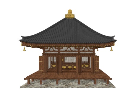 唐代寺庙攒尖顶镶金大殿SU模型