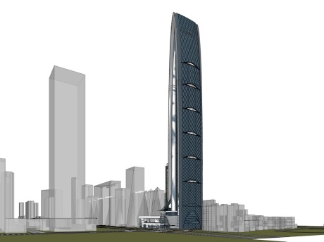 京基100现代超高层办公楼SU模型