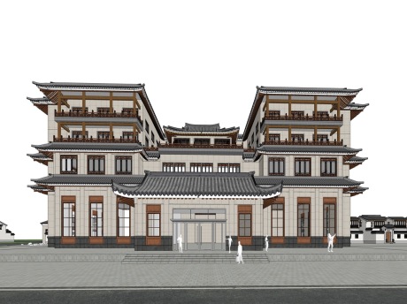 现代中式酒店SU模型