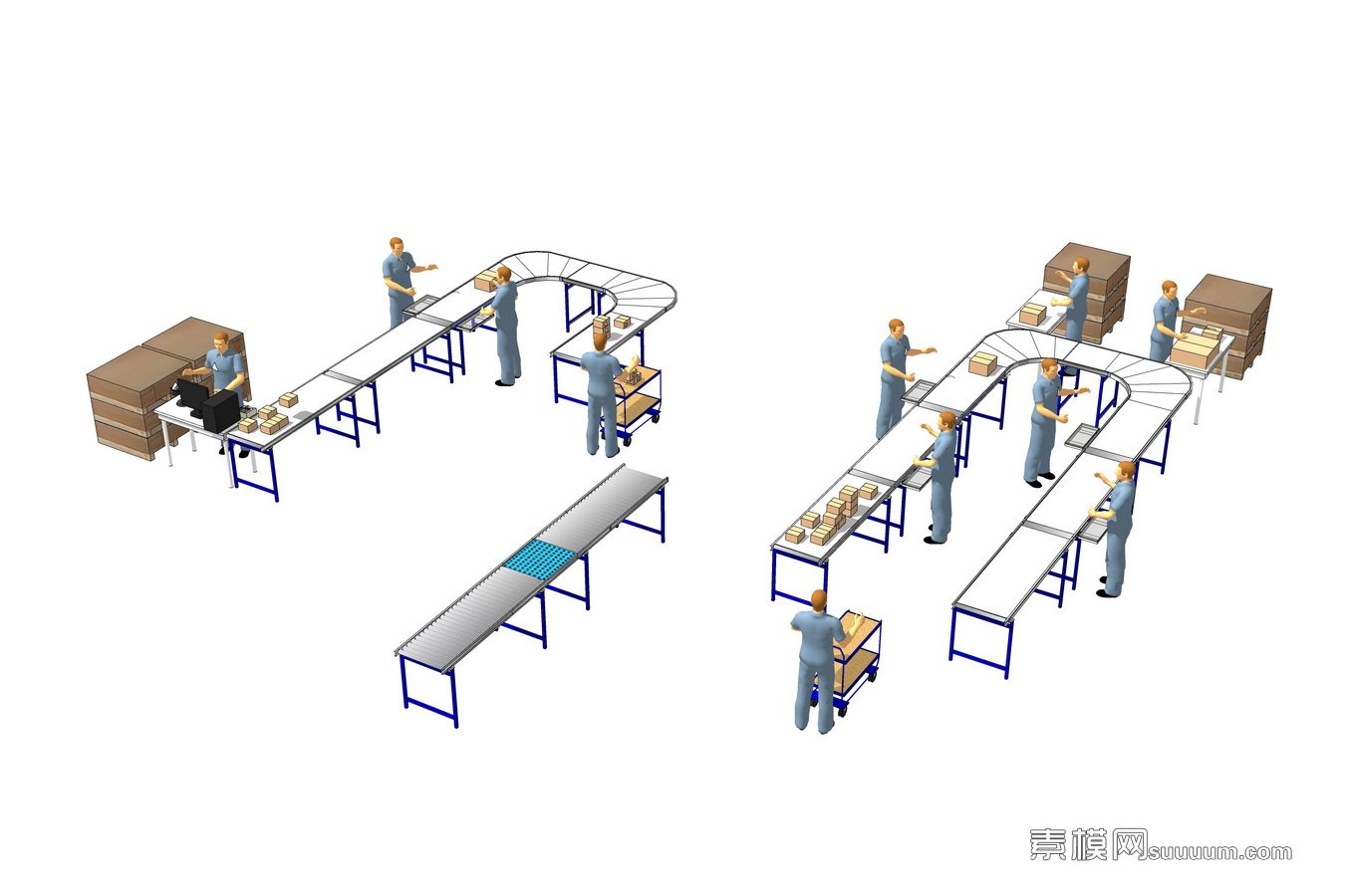 流水线传送带货物分练su模型