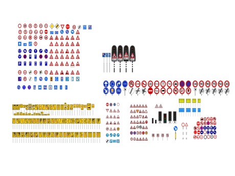 交通警示牌指示牌SU模型