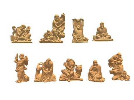 十八罗汉铜人雕塑SU模型