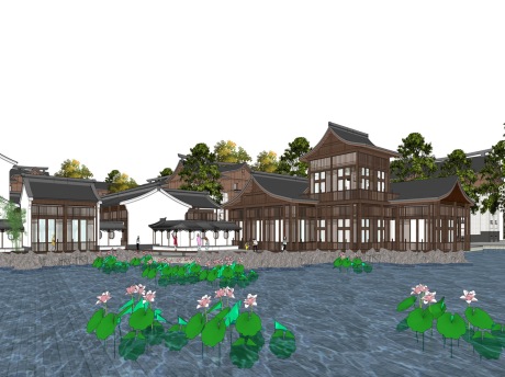 江南庭院园林建筑SU模型