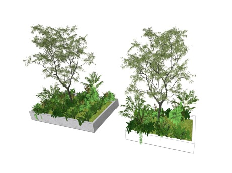 花池灌木树组合SU模型