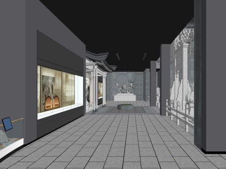 中式博物馆展厅SU模型