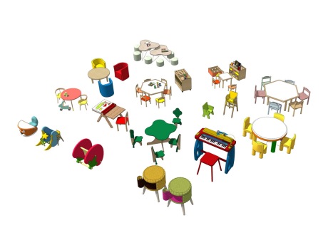 儿童桌椅组合SU模型