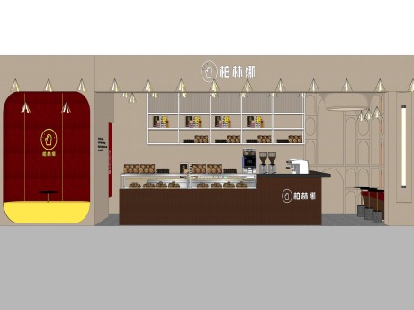 现代奶茶店SU模型