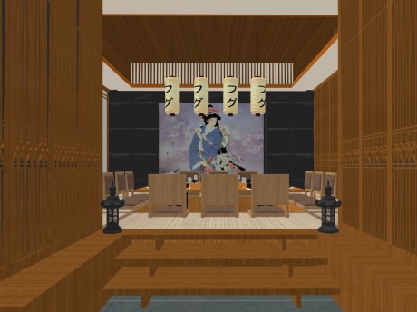 日式餐厅SU模型