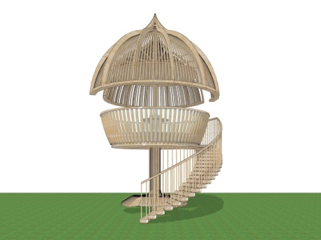 现代木屋树屋SU模型