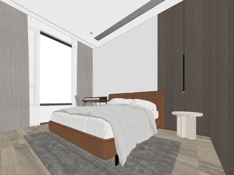 现代卧室客餐厅空间SU模型