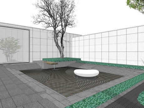 新中式中庭景观SU模型