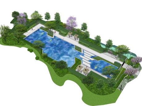 游泳池景观节点SU模型