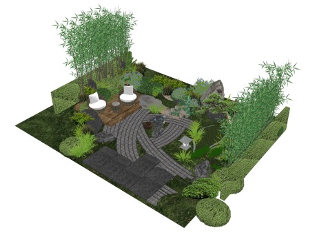 中式庭院景观节点SU模型