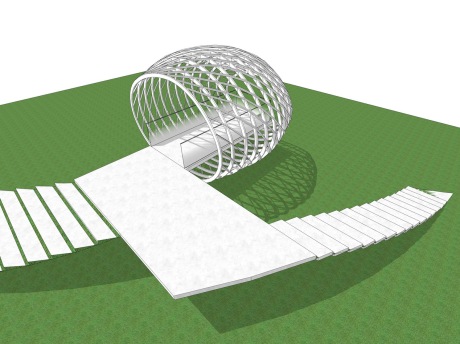 异形廊架观景台SU模型
