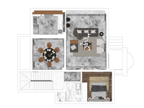 现代家装空间（一层）SU模型