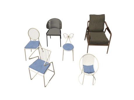 现代单椅组合SU模型