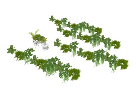 3D灌木盆栽爬藤组合SU模型