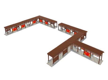 党建廊架SU模型