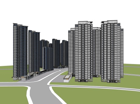 融创月湾首府高层住宅+售楼处SU模型