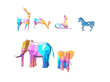 彩色动物雕塑SU模型
