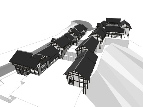 川渝古建民居商业街SU模型