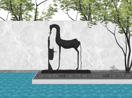 新中式马雕塑SU模型