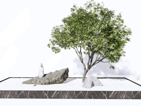 新中式枯山石SU模型