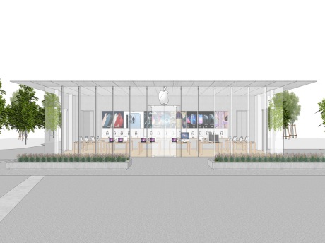 苹果商店现代展厅SU模型