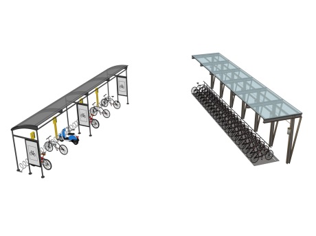 自行车停车棚SU模型