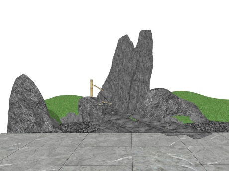 新中式石头水景SU模型
