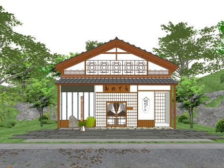 日式木屋民宿SU模型