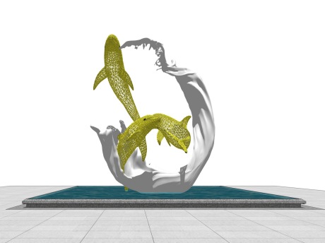 鲸鱼海豚雕塑SU模型