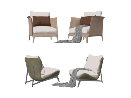 现代单人沙发组合SU模型