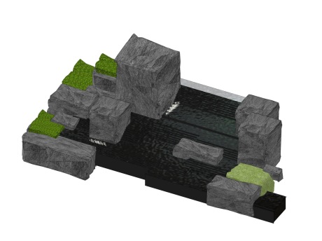 石头水景SU模型