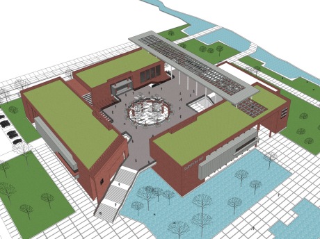 红砖规划馆文博馆图书馆SU模型