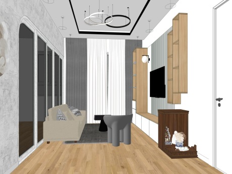 现代客厅SU模型